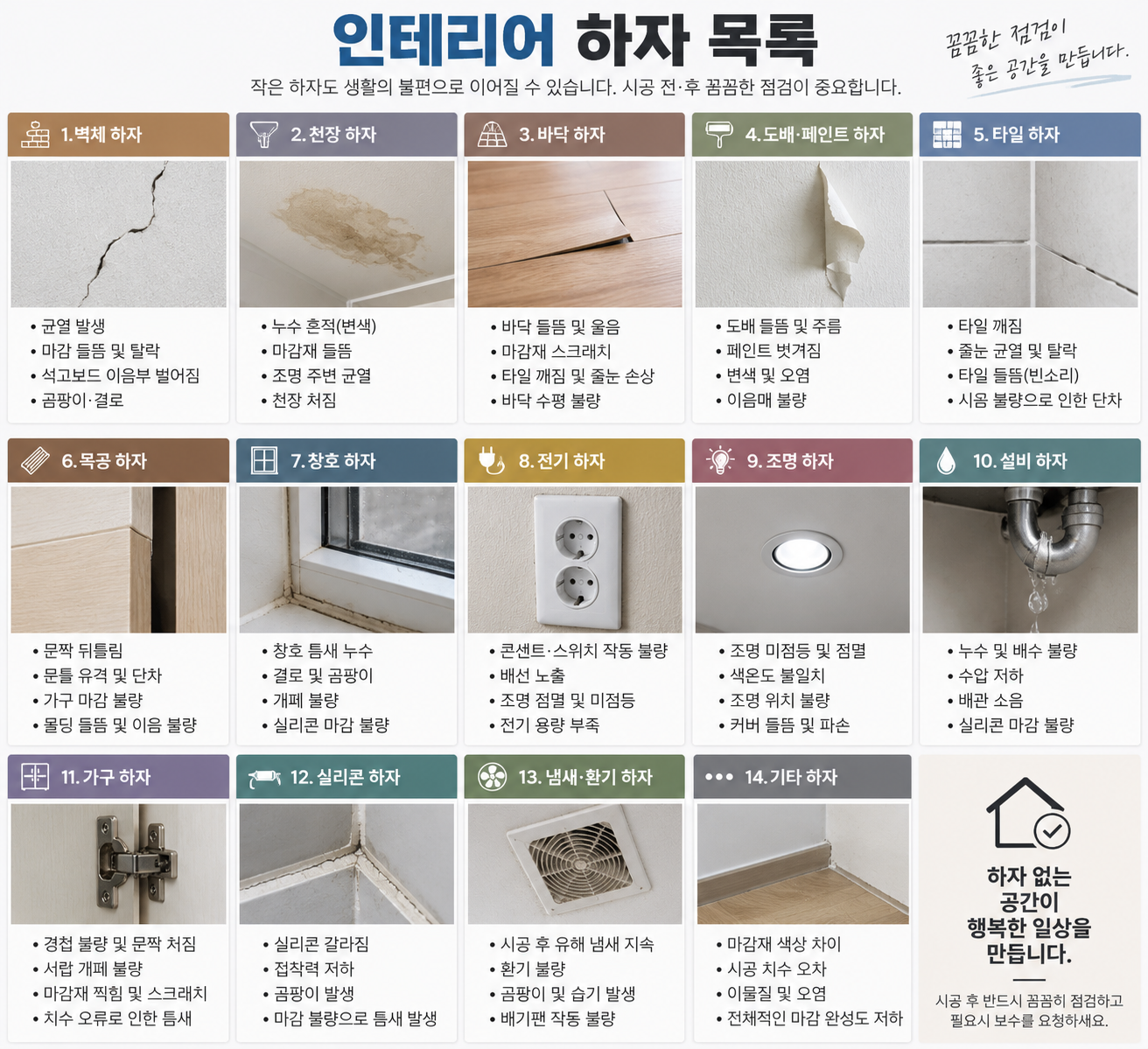 인테리어 하자 목록