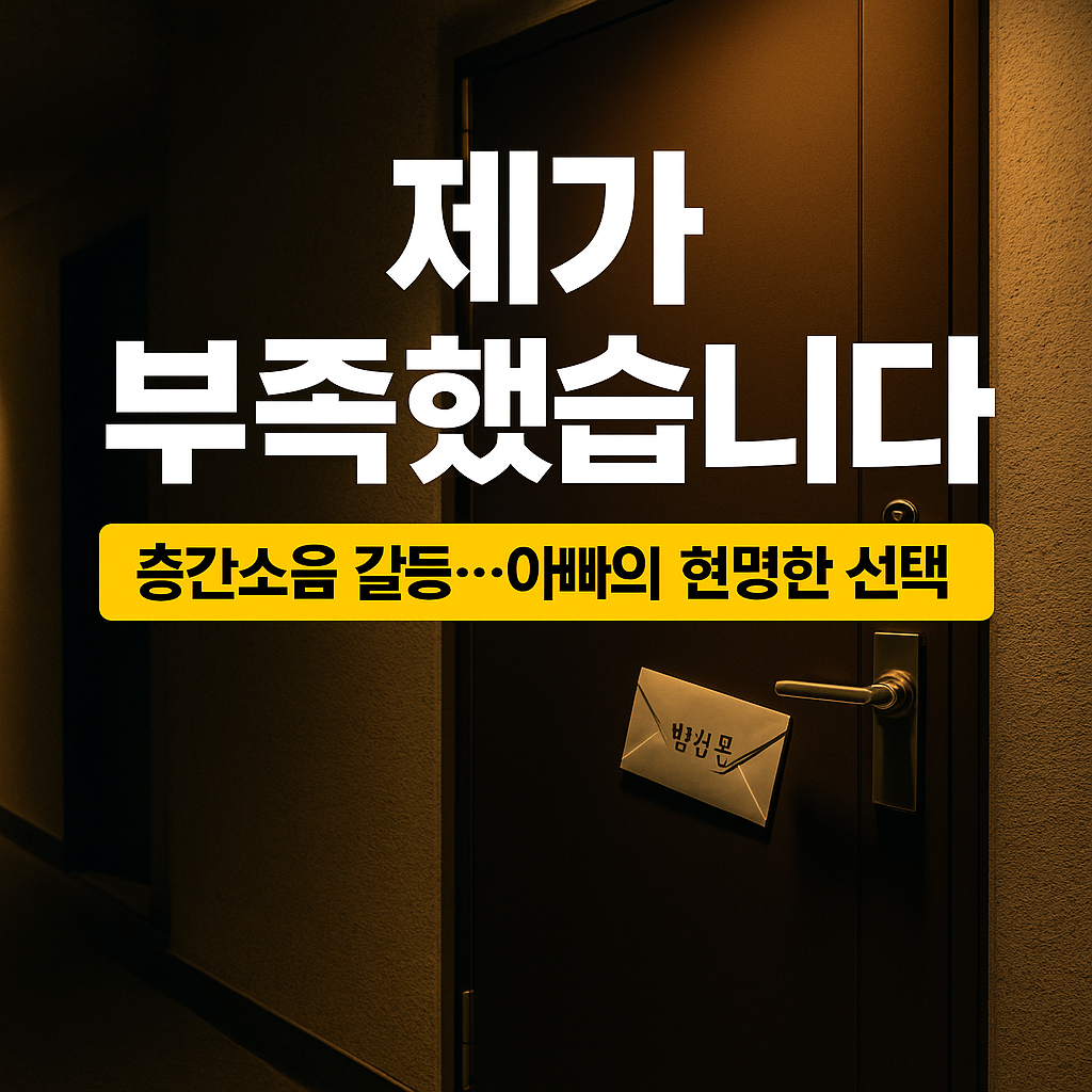 층간소음 갈등에서 아빠와 아이가 반성문을 작성해 아래층에 사과하는 감동적인 사례