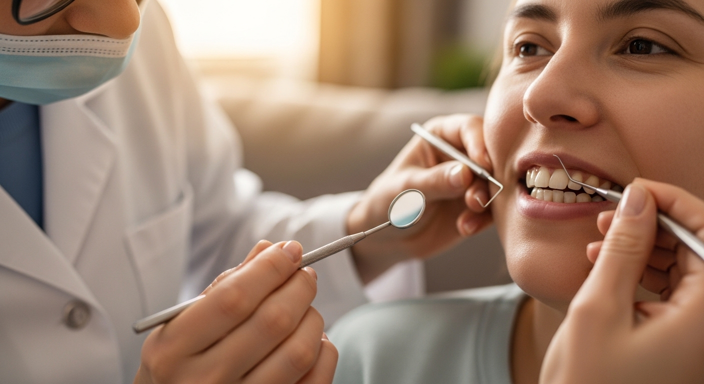 자택에서 중증장애인의 구강을 정성껏 진료하는 치과의사의 모습.