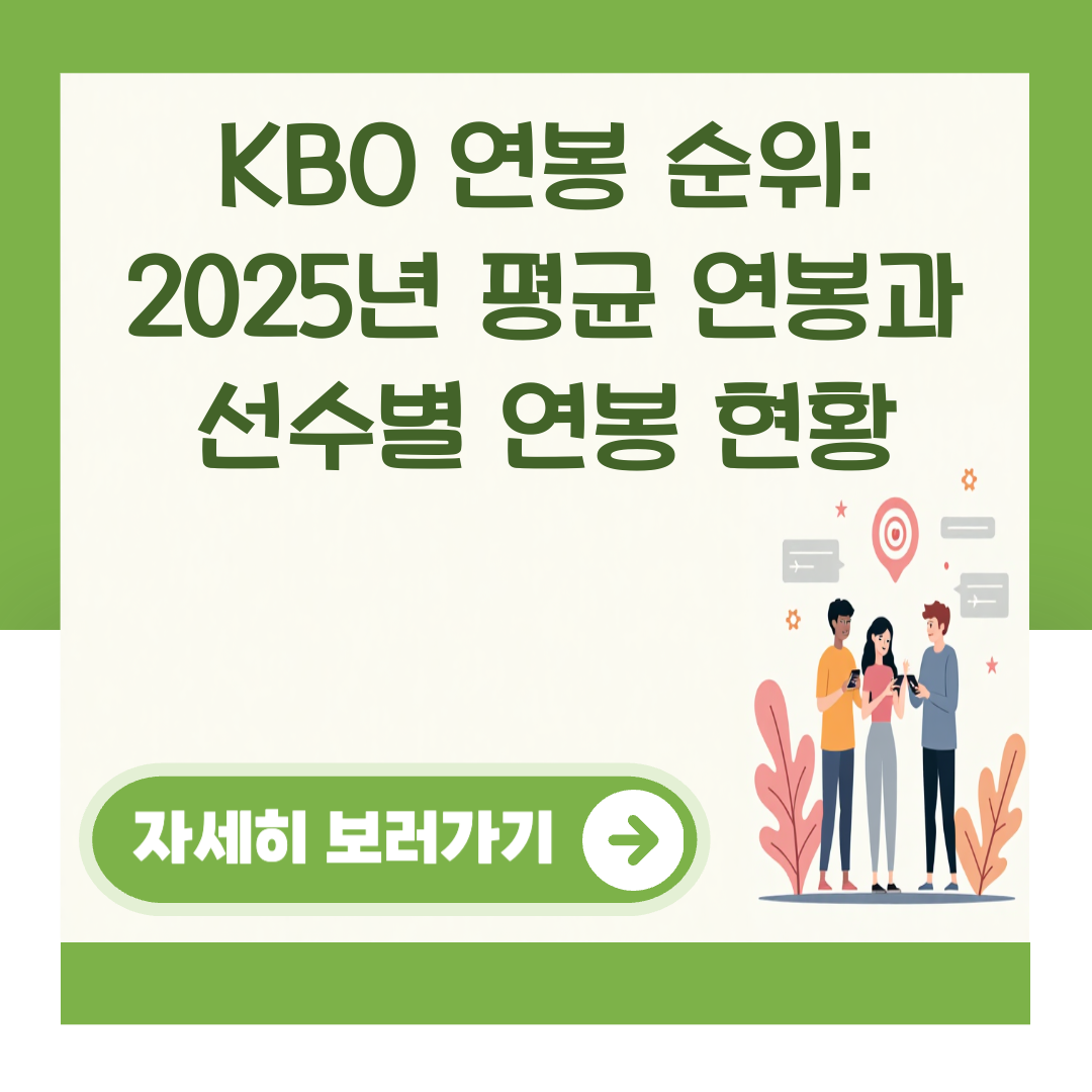 KBO 연봉 순위: 2025년 평균 연봉과 선수별 연봉 현황 대표 이미지