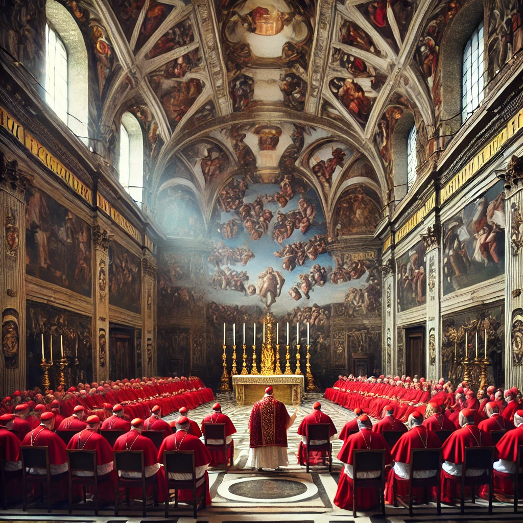 콘클라베 회의 중 추기경들 모습