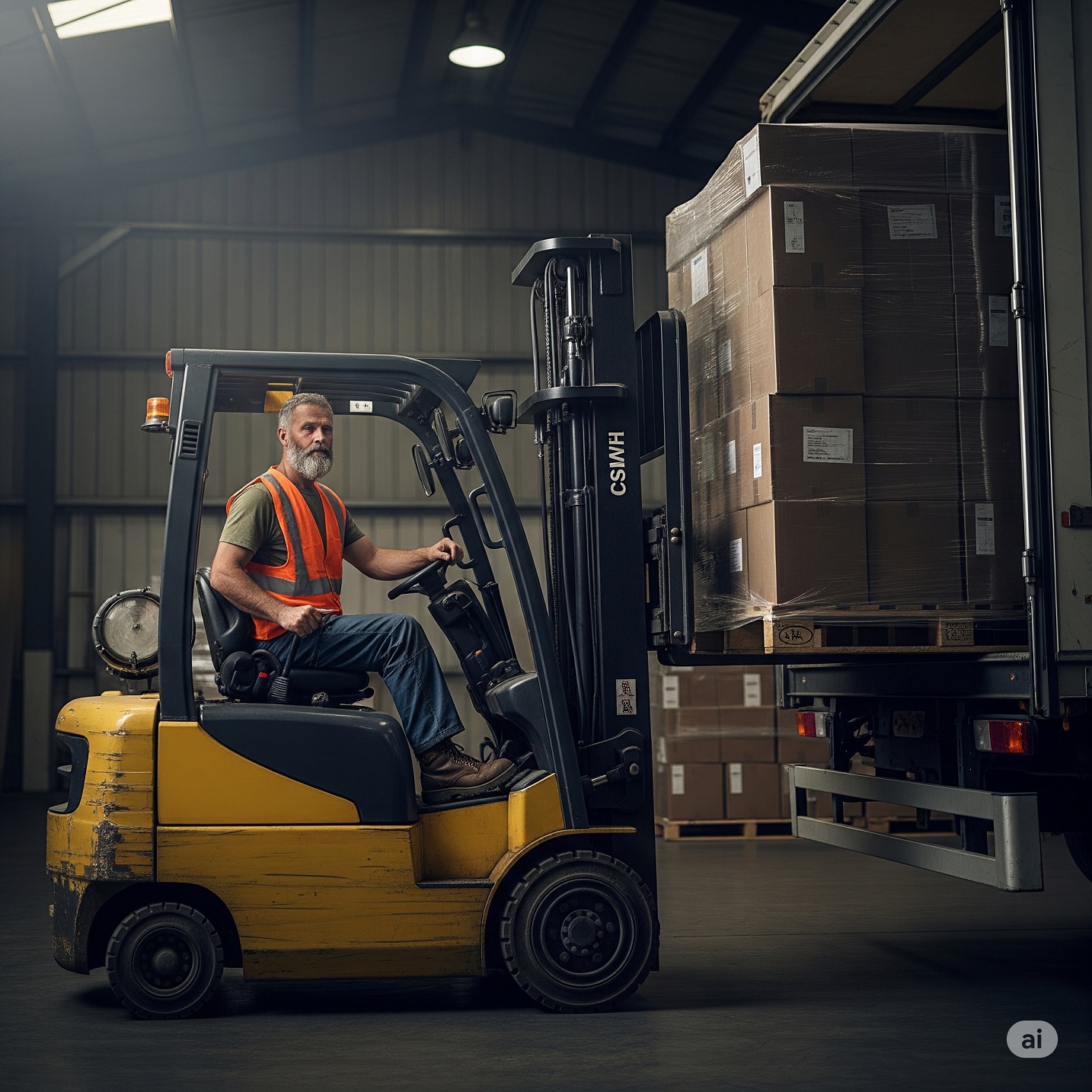 지게차운전기능사 운전하는 모습