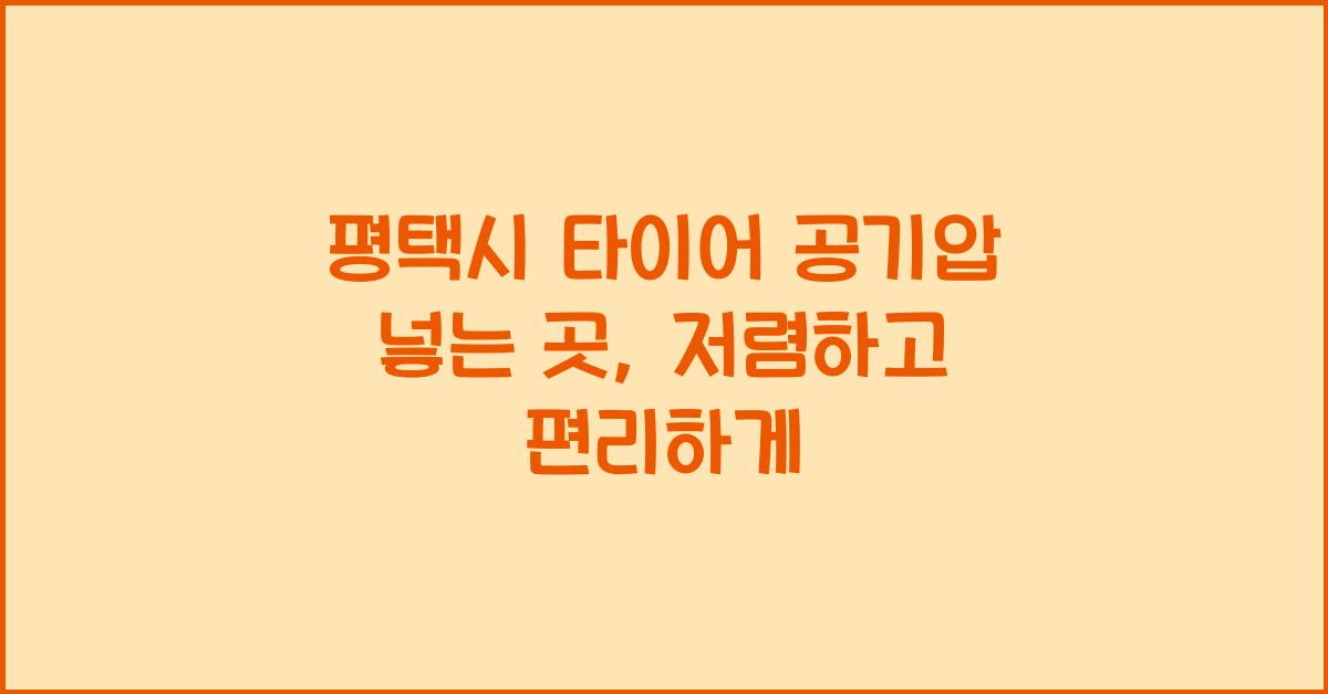 평택시 타이어 공기압 넣는 곳