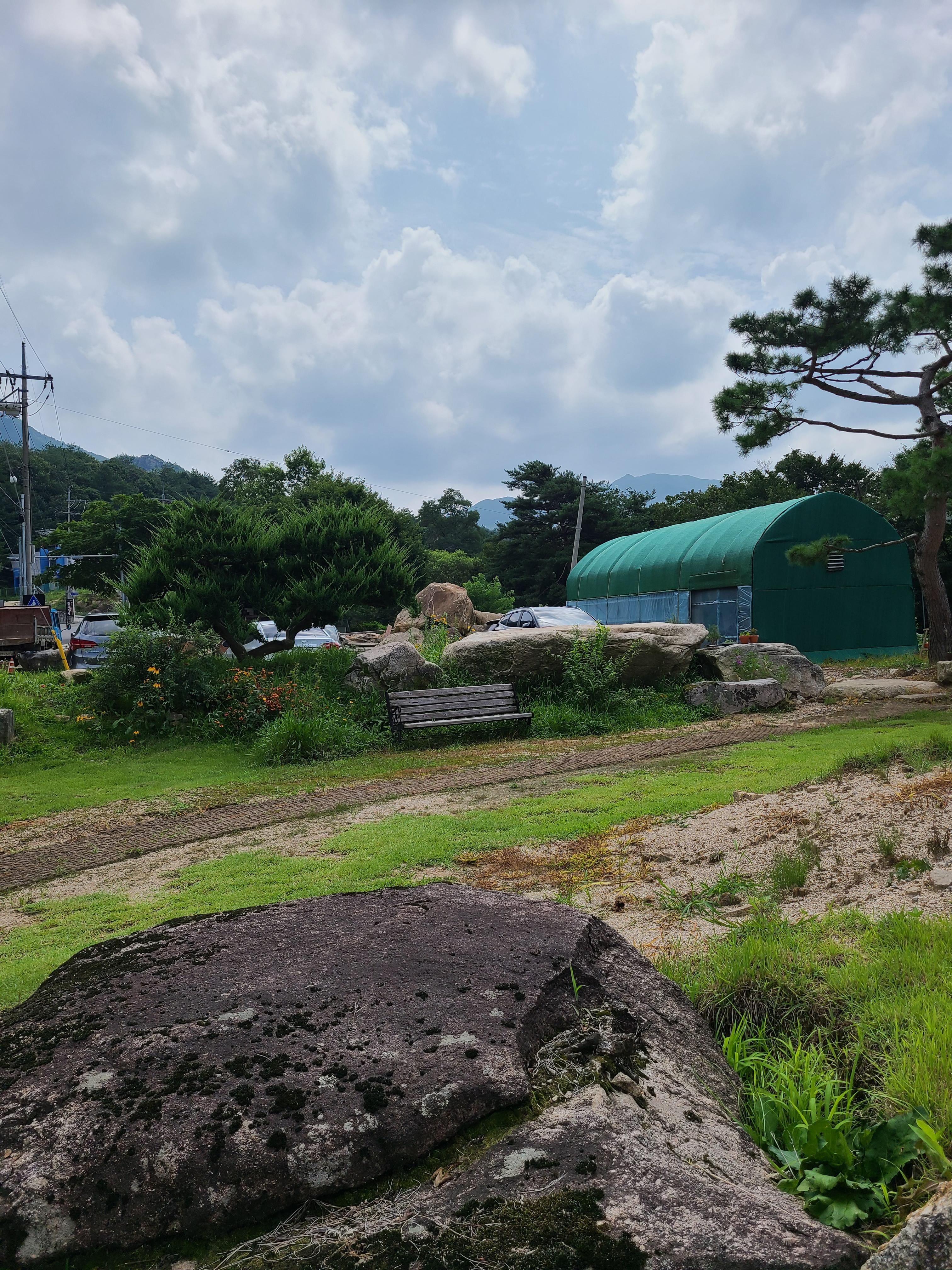 outside the cafe and parking zone