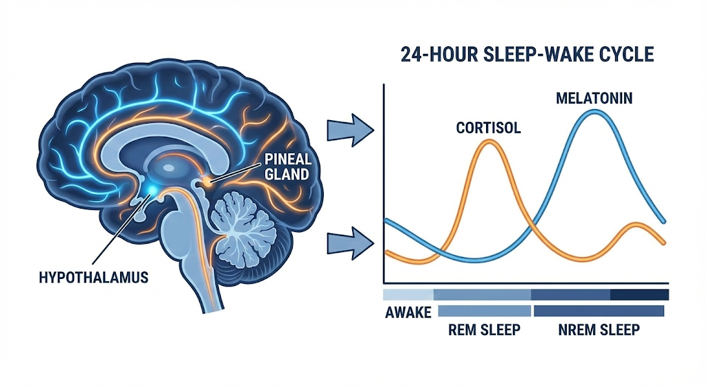 수면주기와 호르몬 변화 그래프
