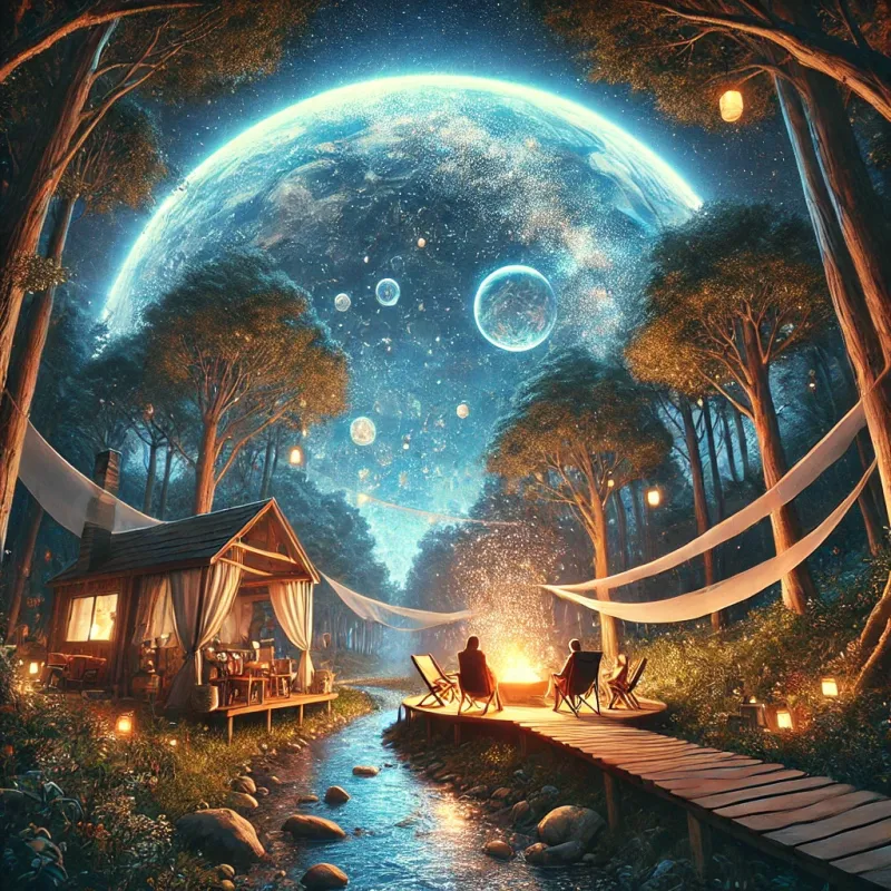 카페의 야경 사진