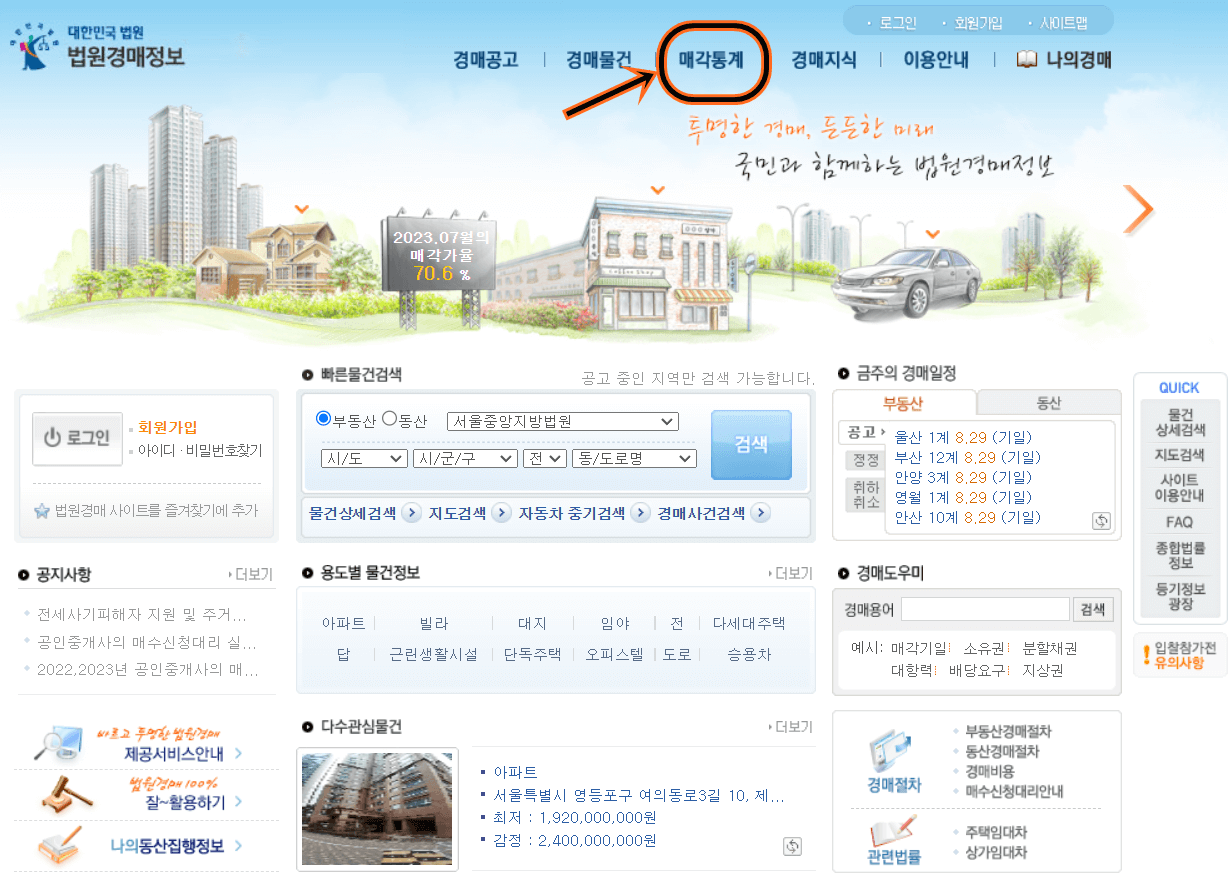 경매 낙찰가율(매각가율) 계산 및 확인 방법1