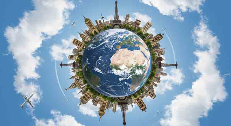 지구를 둘러싸고 있는 전세계의 관광지 랜드마크