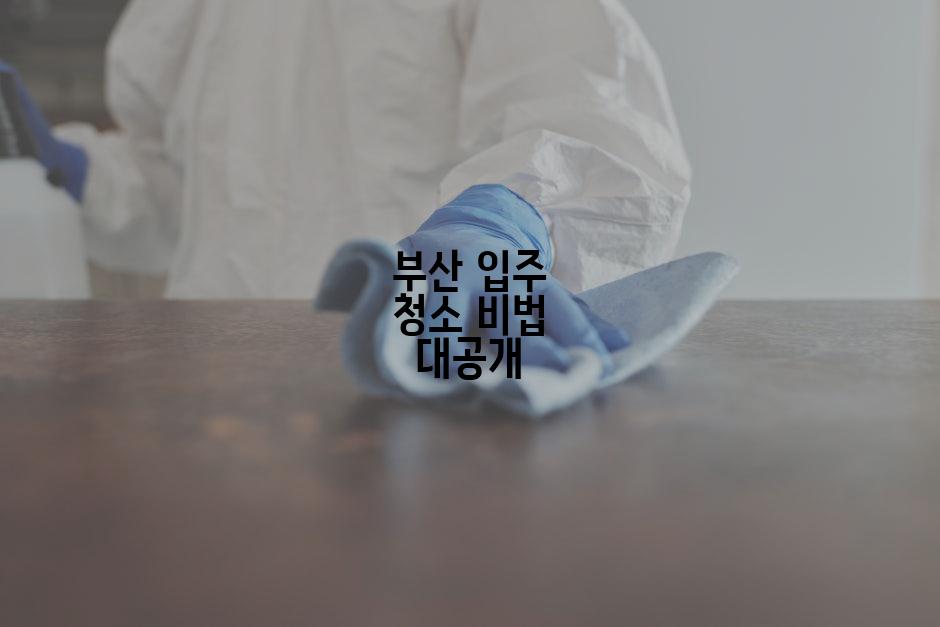 부산 입주 청소 비법 대공개