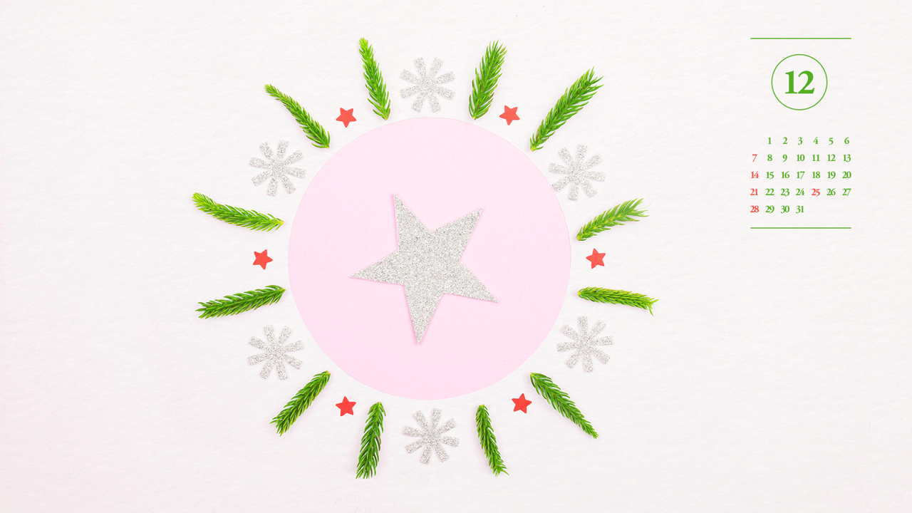 08 은색 별장식 A - 2025년12월 달력배경화면