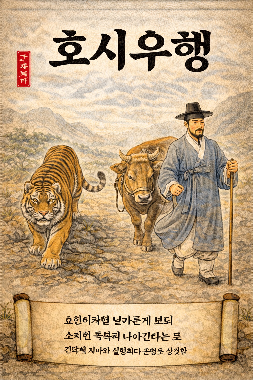 호시우행 사자성어 이미지