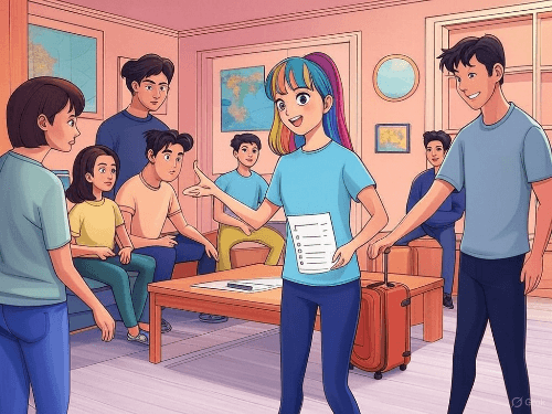 저렴한 숙소, 호텔과 에어비앤비의 예산을 논의중인 모습