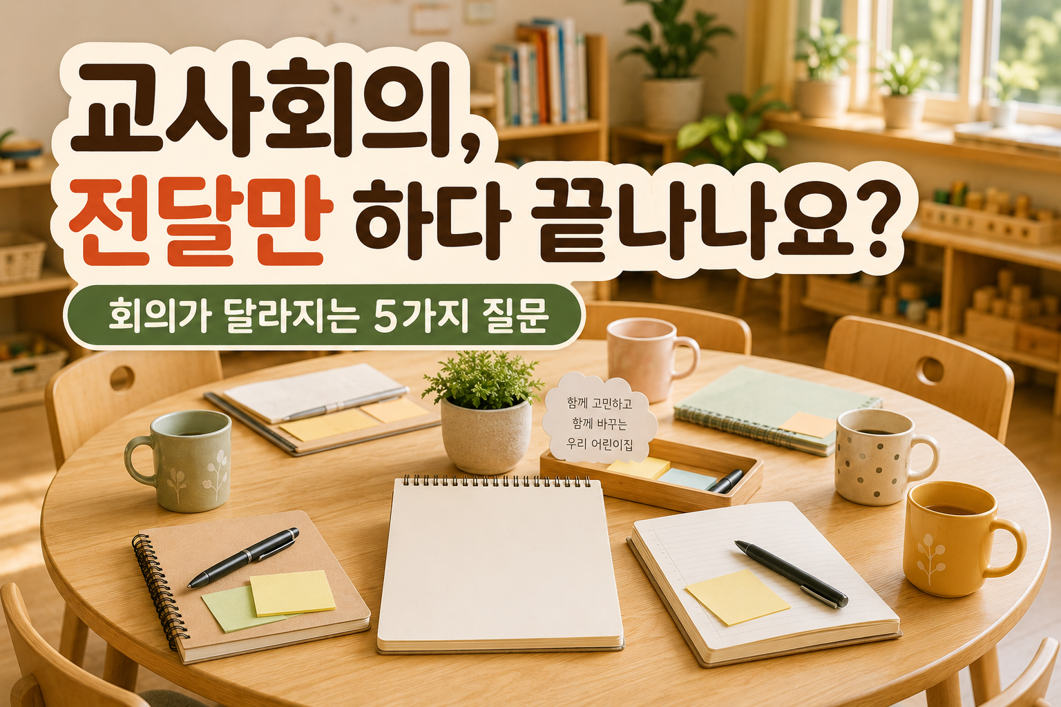 따뜻한 교사회의 테이블 풍경