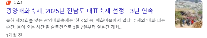 광양 매화 개화시기