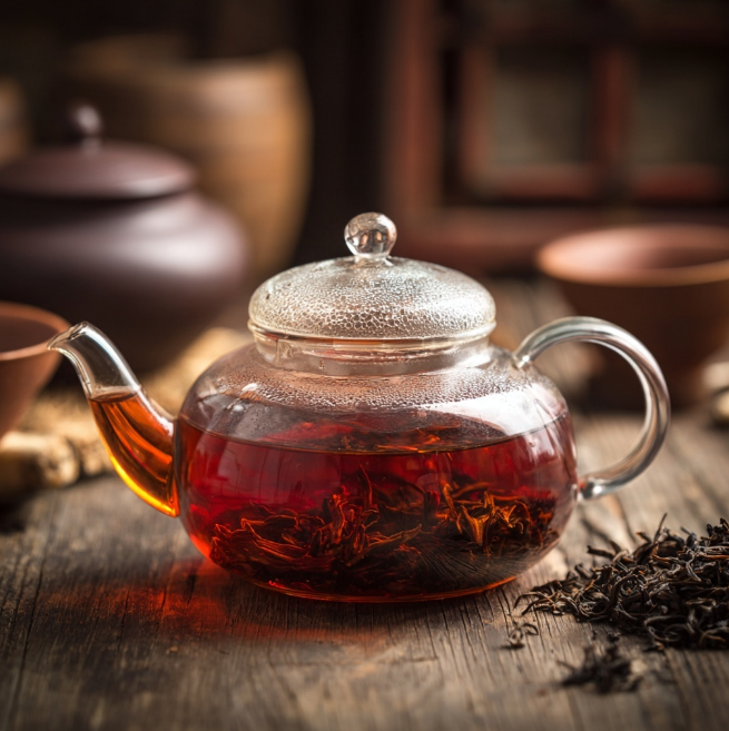 보이차를 담은 예쁜 주전자