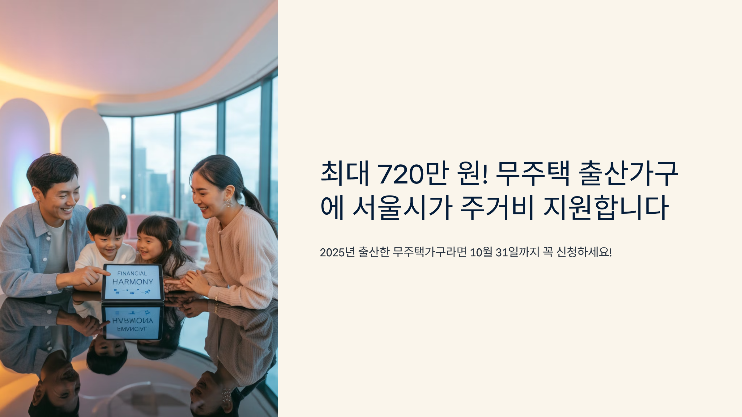 최대 720만 원! 무주택 출산가구에 서울시가 주거비 지원합니다