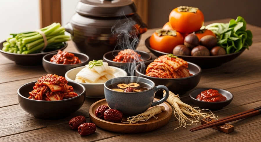 한국 전통 건강 (한방차, 발효식품, 제철음식)