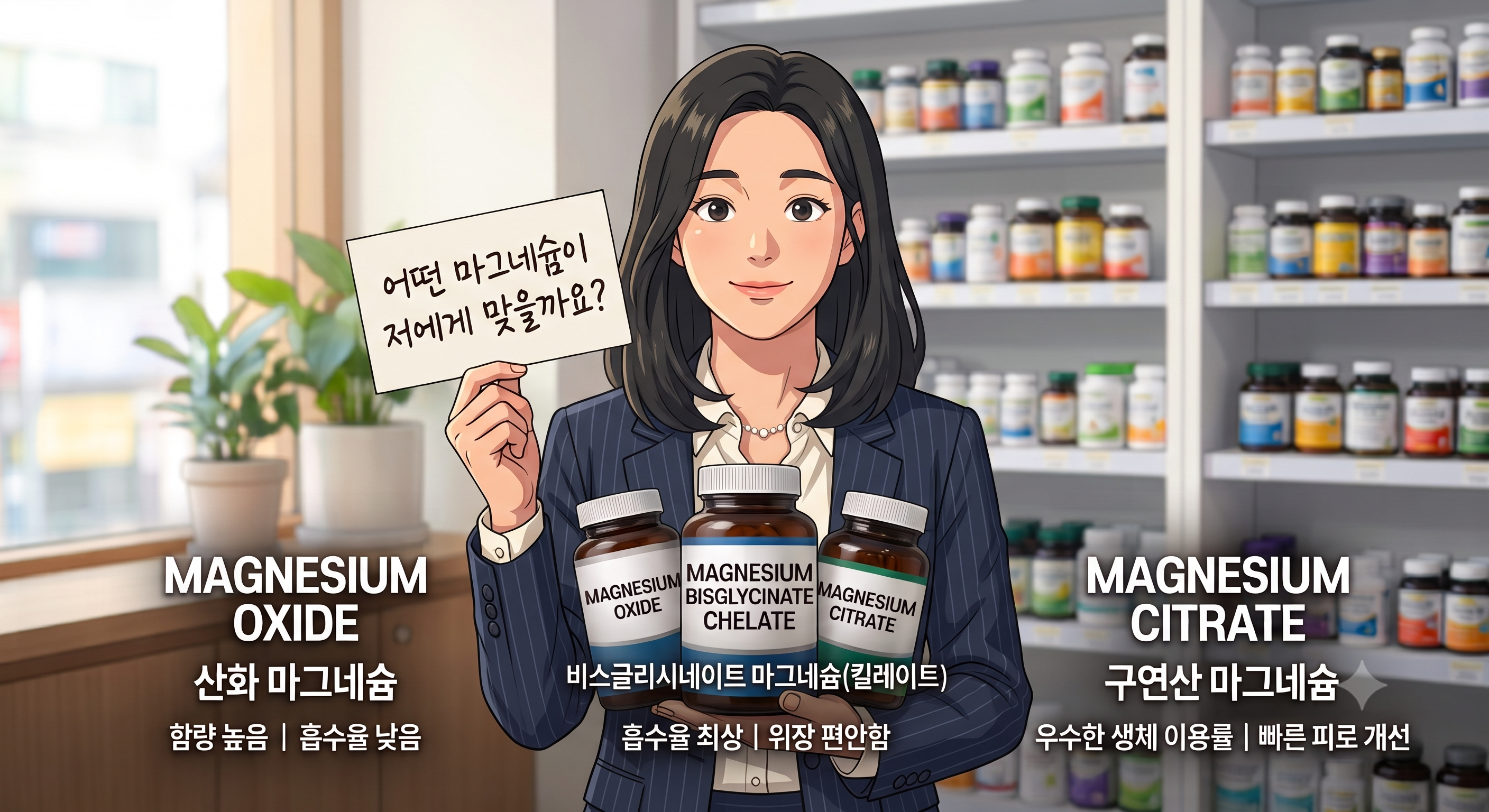 마그네슘 종류 총정리: 산화 vs 구연산 vs 글리시네이트 흡수율 차이점