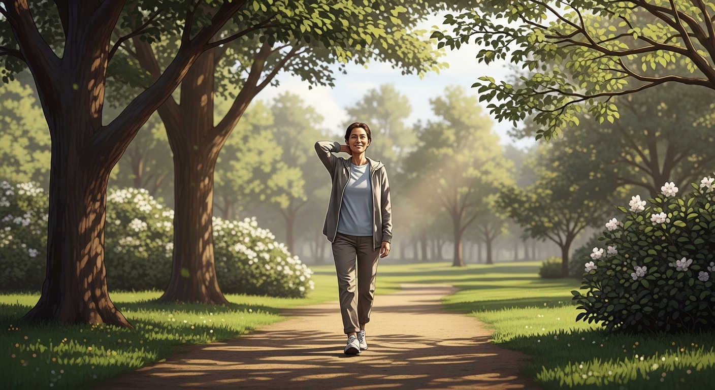 식사 후 가볍게 걷는 생활 습관 이미지