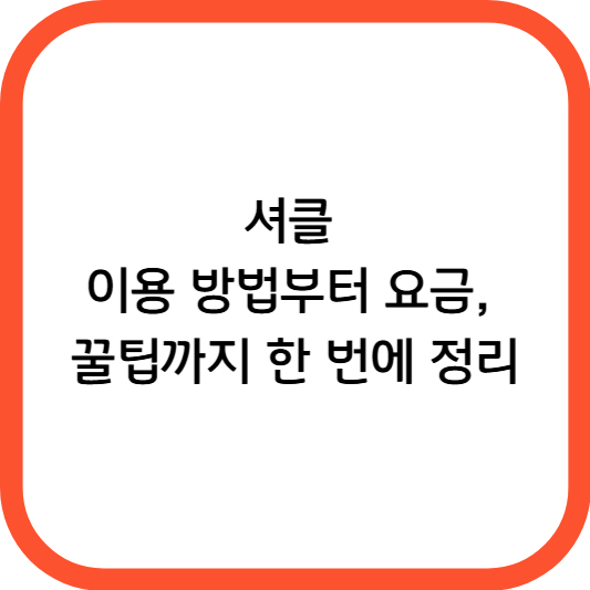 셔클 이용 방법부터 요금, 꿀팁까지 한 번에 정리