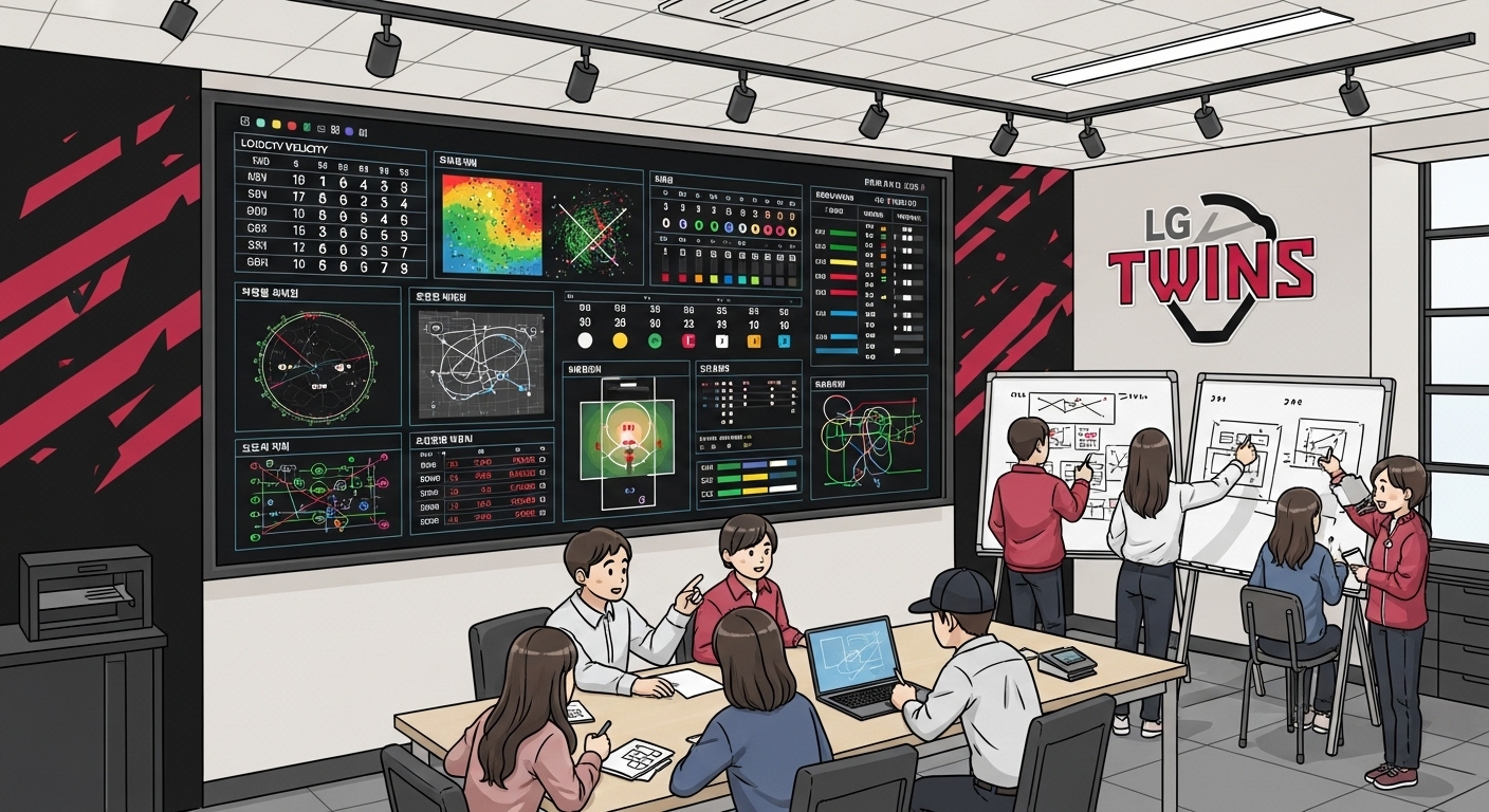 프런트 야구의 회의장면 일러스트 이미지