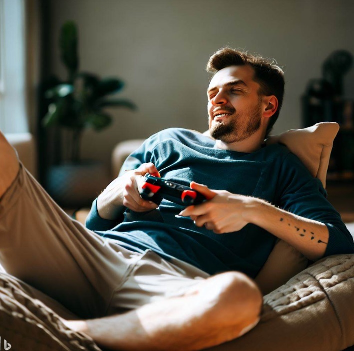 빈둥거리고 있는 있는 남성(made by Bing)