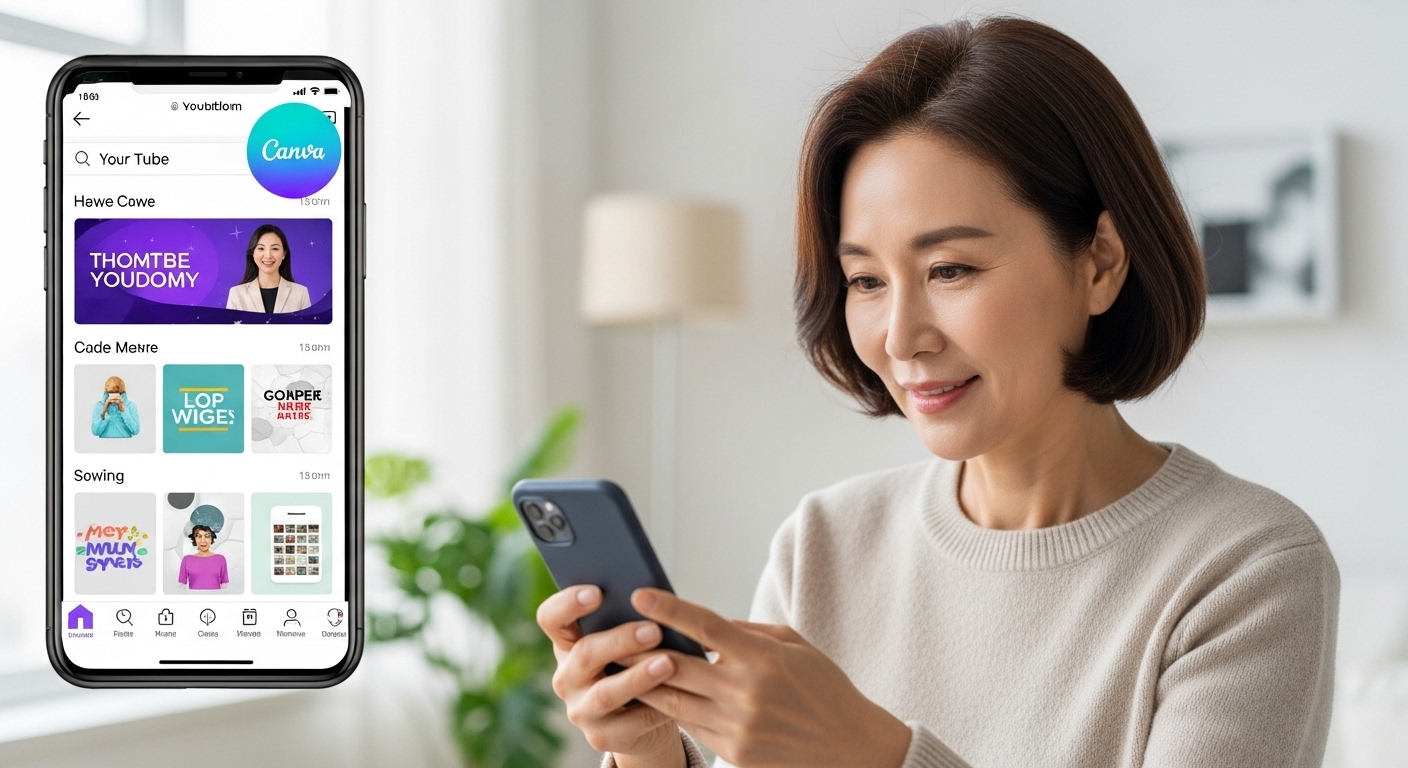 Canva 앱으로 유튜브 썸네일을 만드는 모습