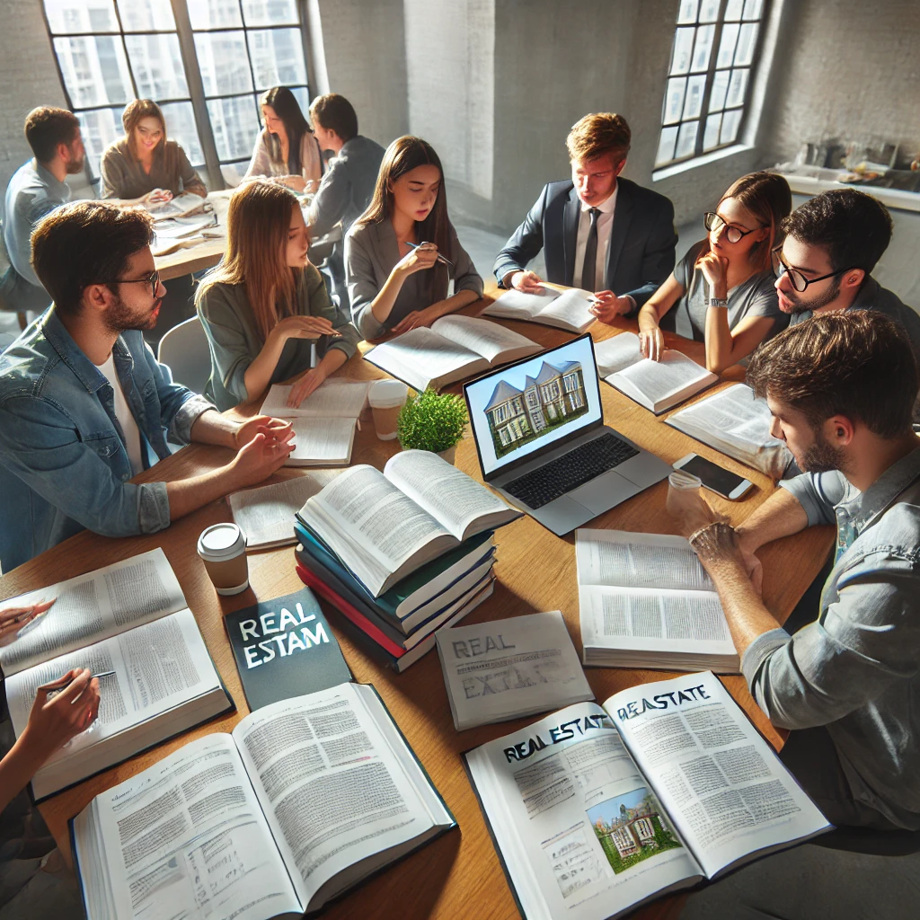 스터디 그룹에서 문제 풀이를 토론하는 학생들
