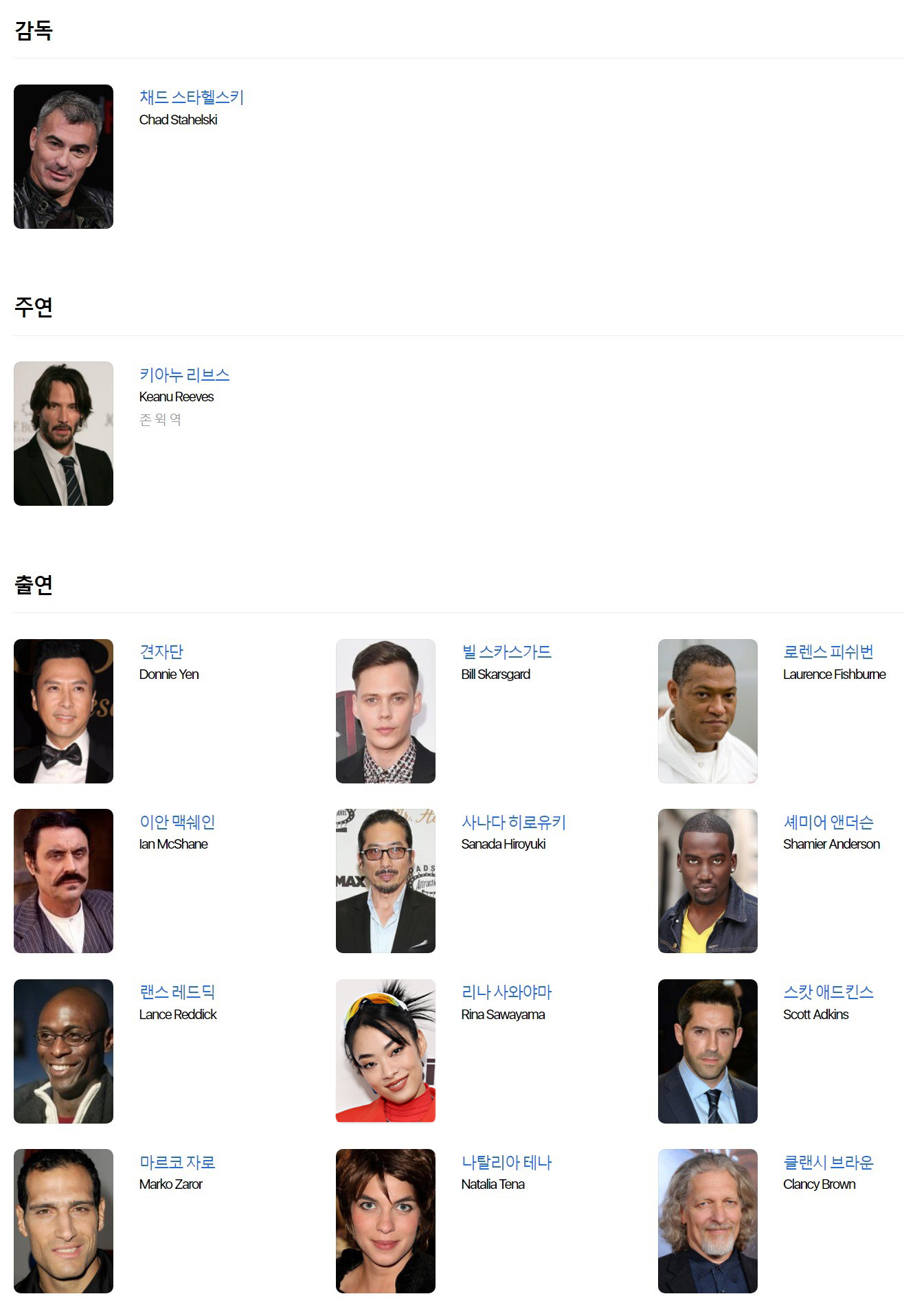 감독, 주연, 출연진