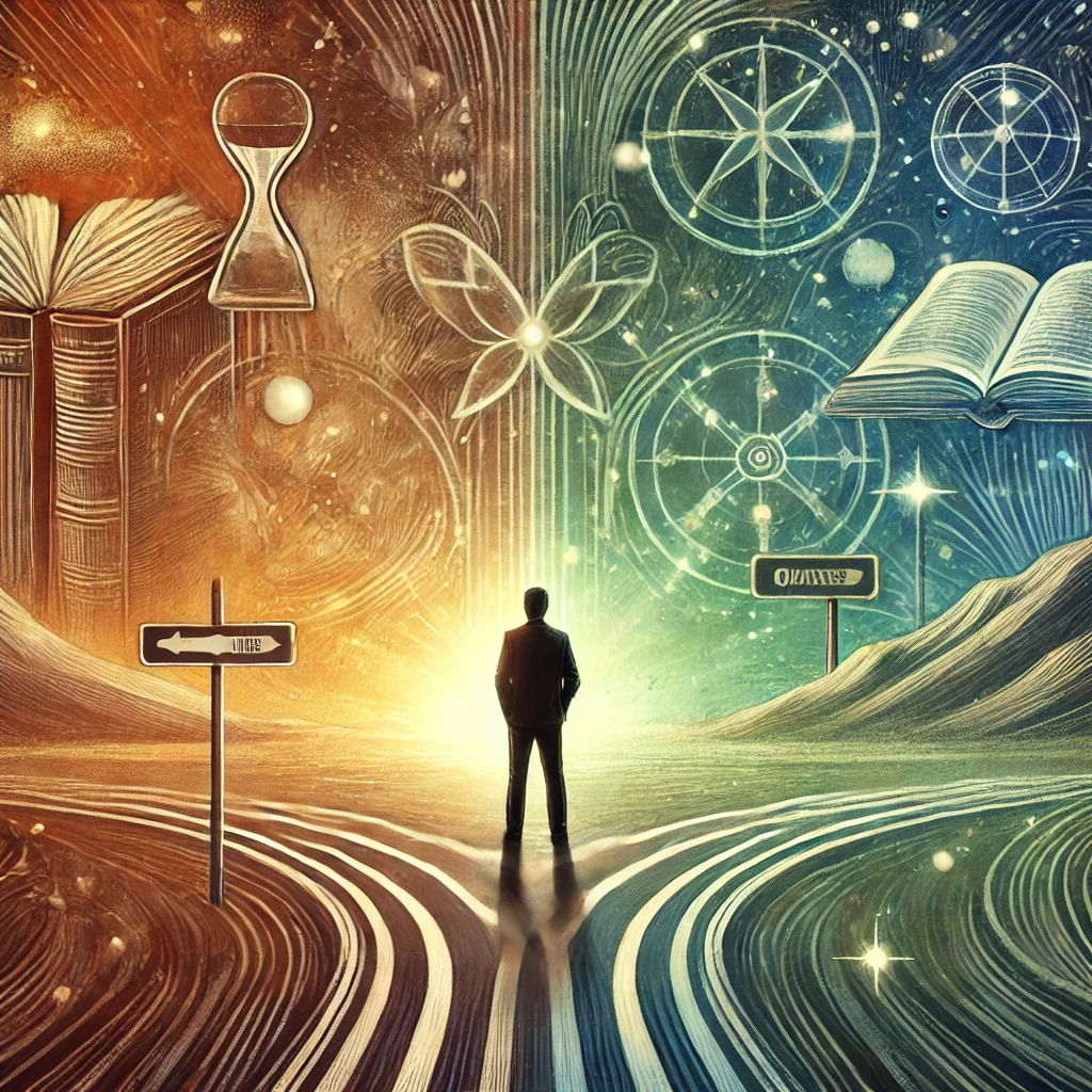 중년 자기계발과 성찰을 상징하는 따뜻한 감성 일러스트, 기시미 이치로 책 표지와 마흔의 전환점을 표현한 이미지