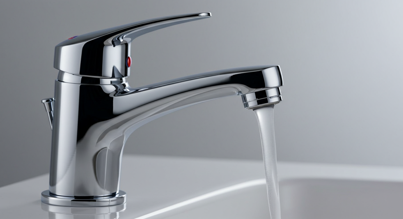 냉수 쪽으로 돌려진 수도꼭지