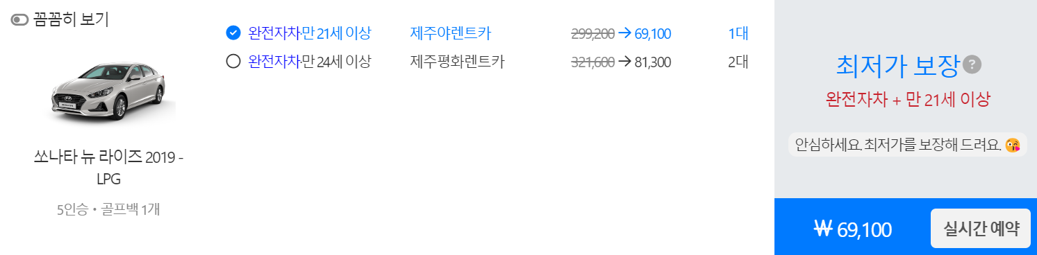 돌하루팡 렌트카 가격비교