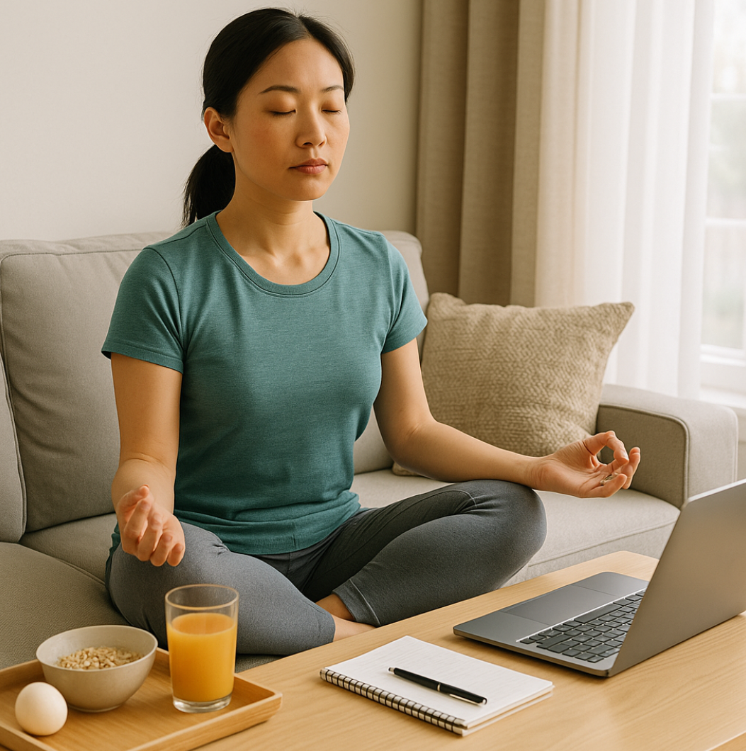 여성이 명상하는 사진