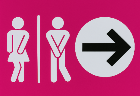 남여 화장실표시 와 화살표가 포스터처럼 그려져있음