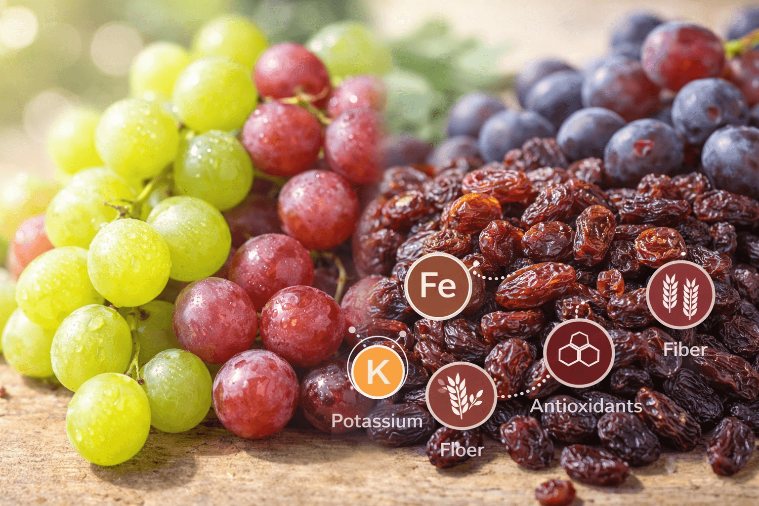 건포도용 포도의 영양 성분과 농축 효과