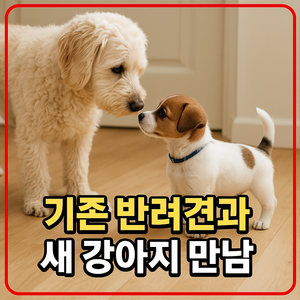 기존 반려견과 새 강아지 만남