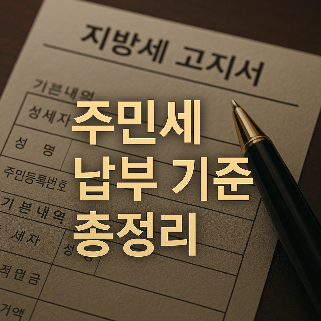 주민세 납부 기준 총정리! 꼭 알아야 할 금액과 대상자 기준