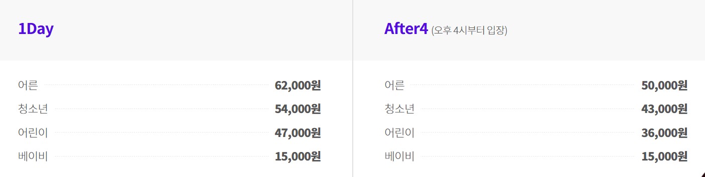 롯데월드 이용요금