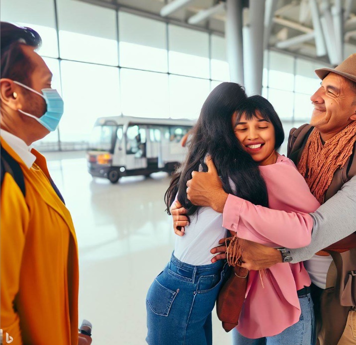 공항에서 만난 딸과의 감격의 포옹(made by Bing)