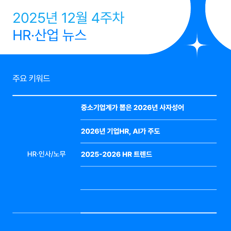 2025년 12월 4주차 HR&middot;산업 뉴스 클리핑