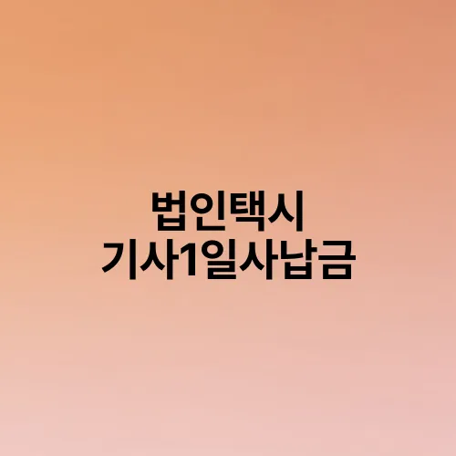 법인택시 기사1일사납금