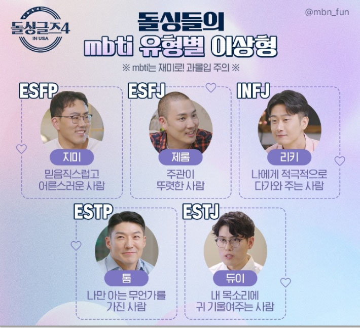 돌싱글즈 4 지미 제롬 리키 톰 듀이 MBTI