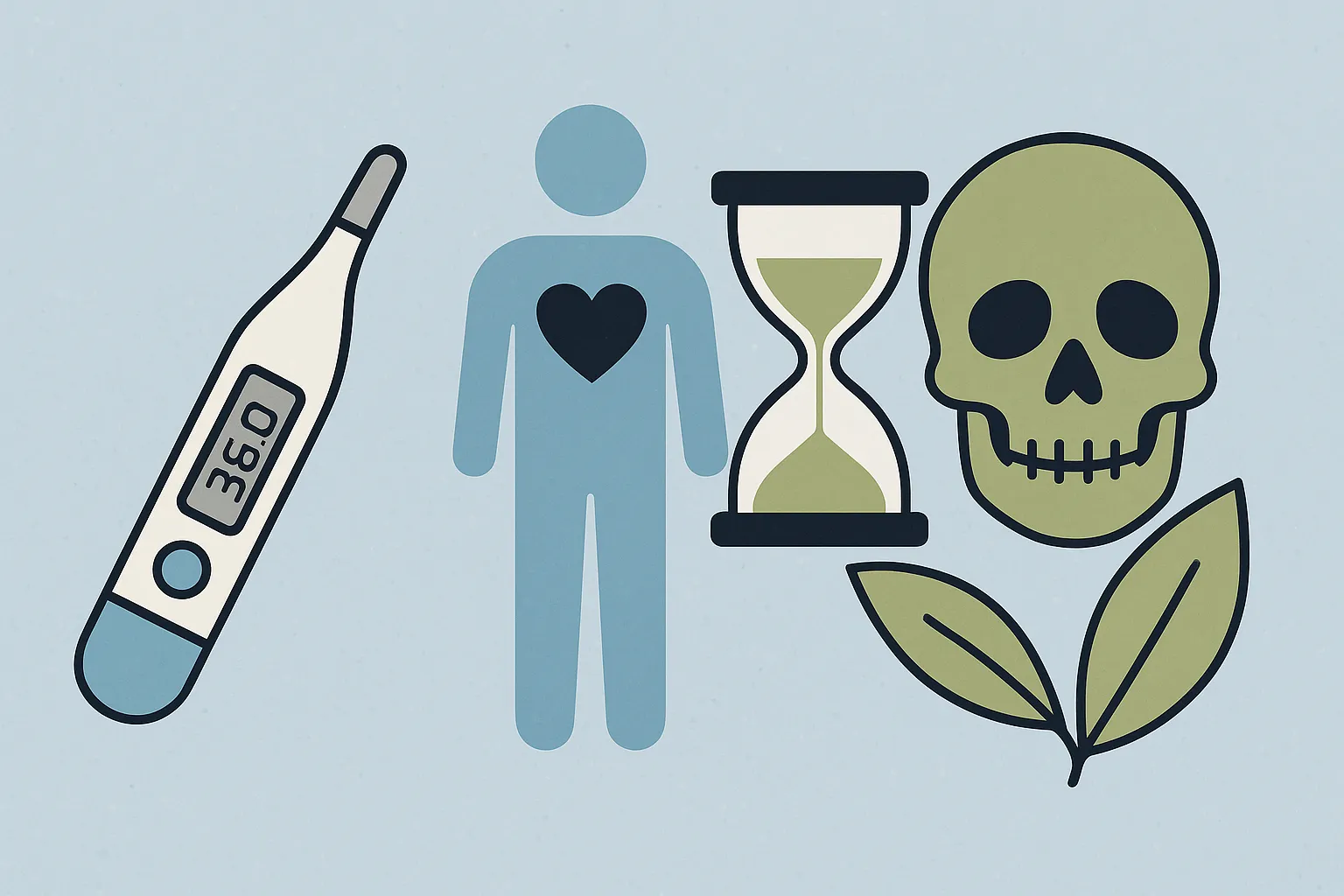 체온계와-사람-모양-해골-모래시계가-함께-있는-건강-장수-관련-일러스트