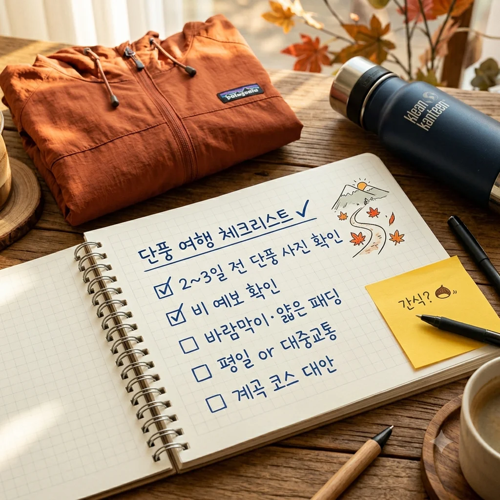 여행 체크리스트 노트 (단풍 여행 예시)