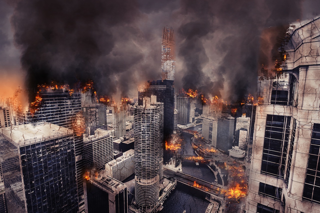 전쟁으로 황폐해진 도시의 모습