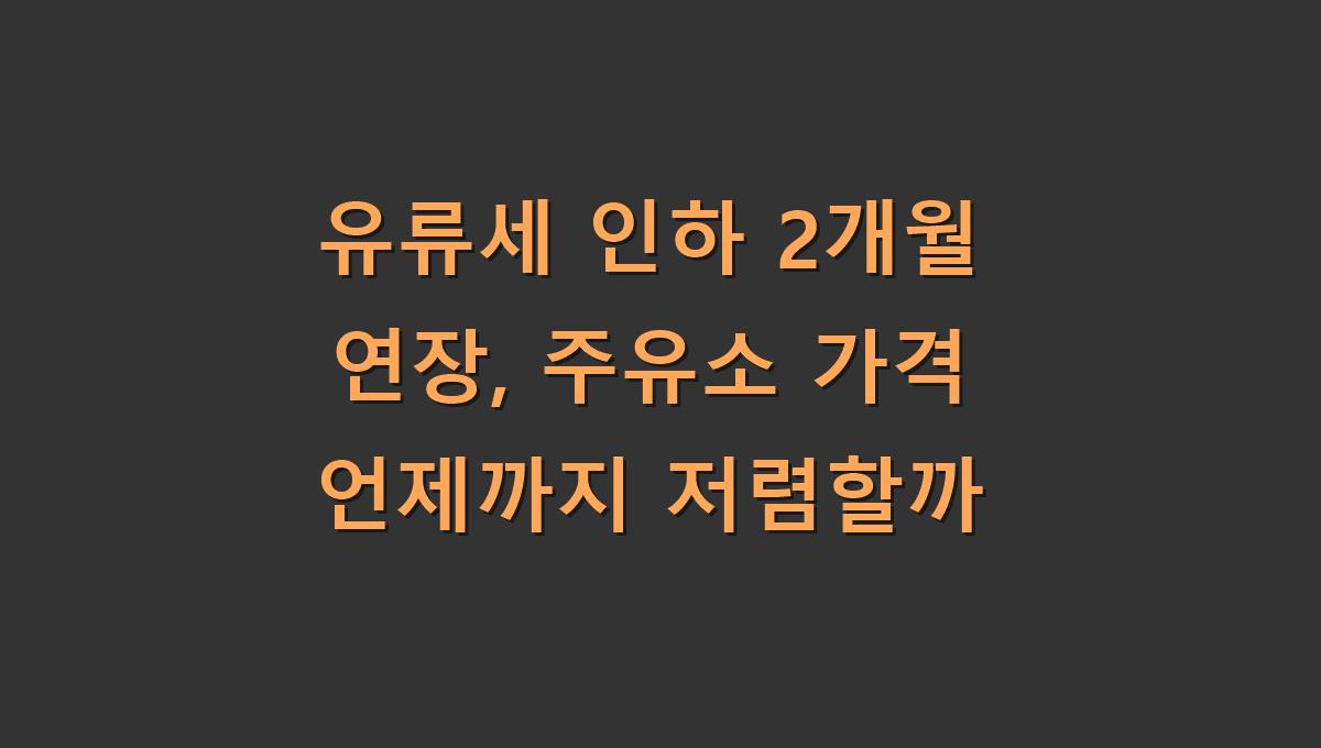유류세 인하 2개월 연장, 주유소 가격 언제까지 저렴할까