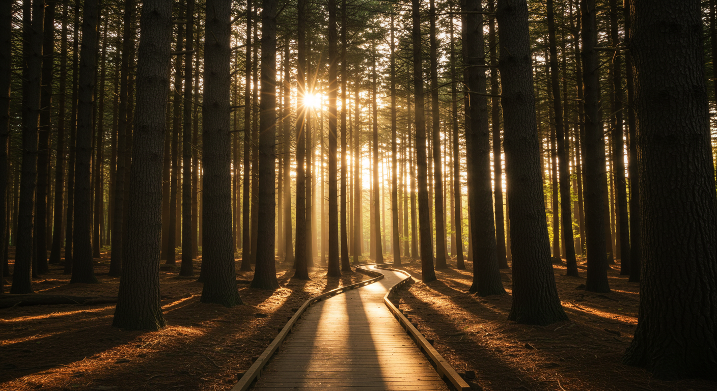 축령산 편백숲의 울창한 전경