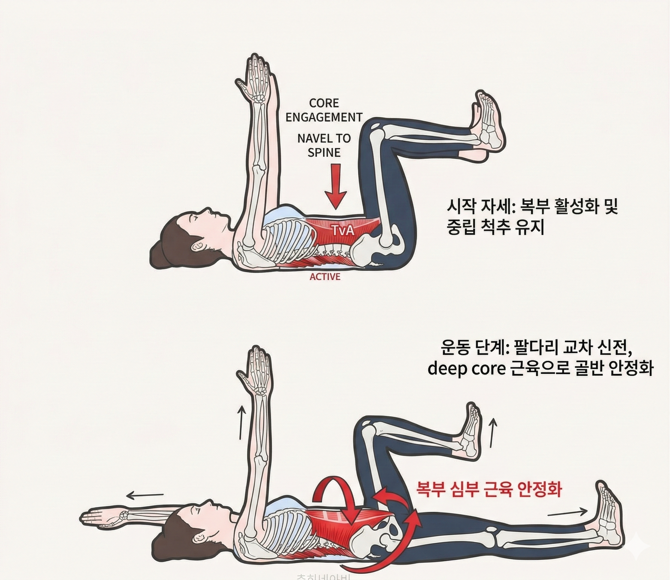 데드버그 복부 활성화 코어 안정 운동