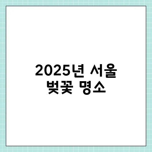 2025년 서울 벚꽃 명소, 개화시기 총정리