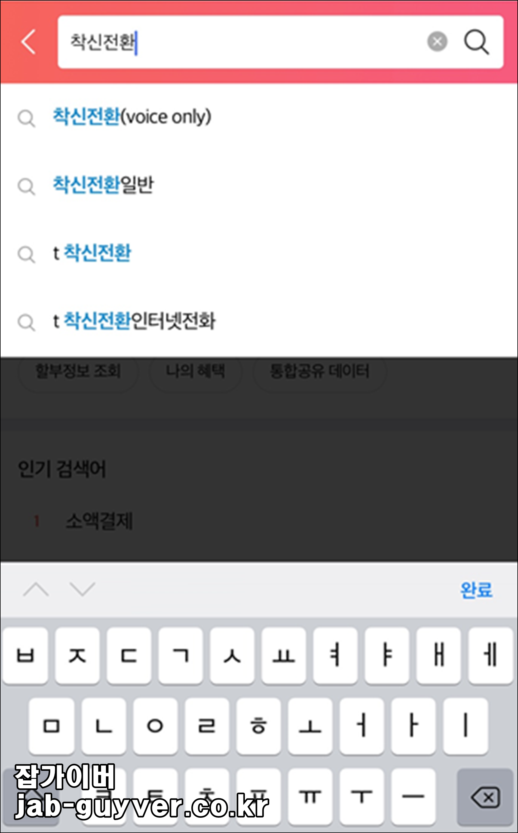 SKT 착신전환(Voice Only) 및 착신전환일반 서비스 목록